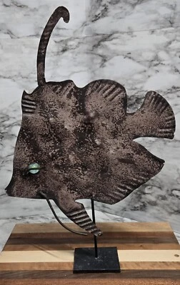 Escultura de peces metal ojo de mármol decoración náutica costa océano playa cabaña lago Foto 1 de 4