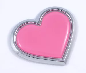 Chrome with PINK HEART Chrome Emblem Car Decal 3D Sticker Badge Bumper Love Pink - Imagen 1 de 1