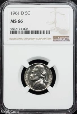 1961-D Jefferson Nickel NGC MS66 BU Uncirculated MQ - Image 1 of 4