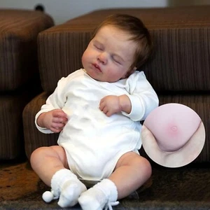 Reborn Baby Doll Boy with Full Body Silicone Vinyl and Rooted Hair Visible Veins - Picture 1 of 7