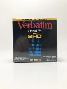 Verbatim DataLife Dischi Alta Densità 3.5” MF-2HD 10 Dischetti Formattati 4 Apple - Foto 1 di 5