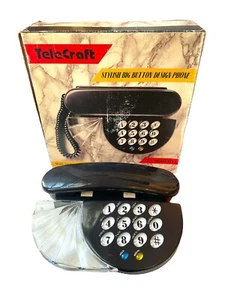Vintage Telephone Crystal Decophone Telecraft 911 Big Button Phone Landline - Picture 1 of 8