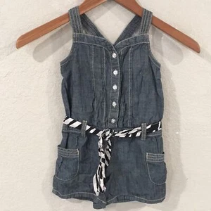 Gymboree Girls Sz 4 Pleated Lightweight Denim Romper 100% Cotton - Picture 1 of 12