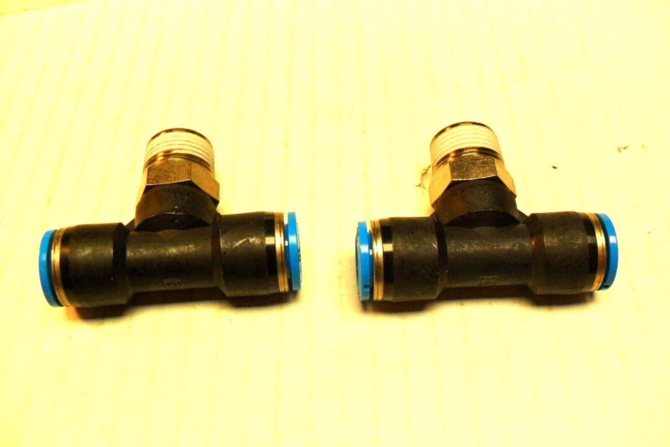 qty 2 - FESTO 153113 PUSH-IN T-FITTING, 10MM, R3/8 - QST-3/8-10 - NEW - Image 1 of 4