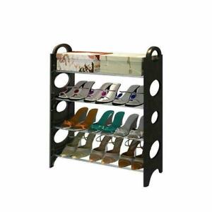  4 Tier Shoe Stand Storage Organiser Rack Lightweight Shelf Holds 12