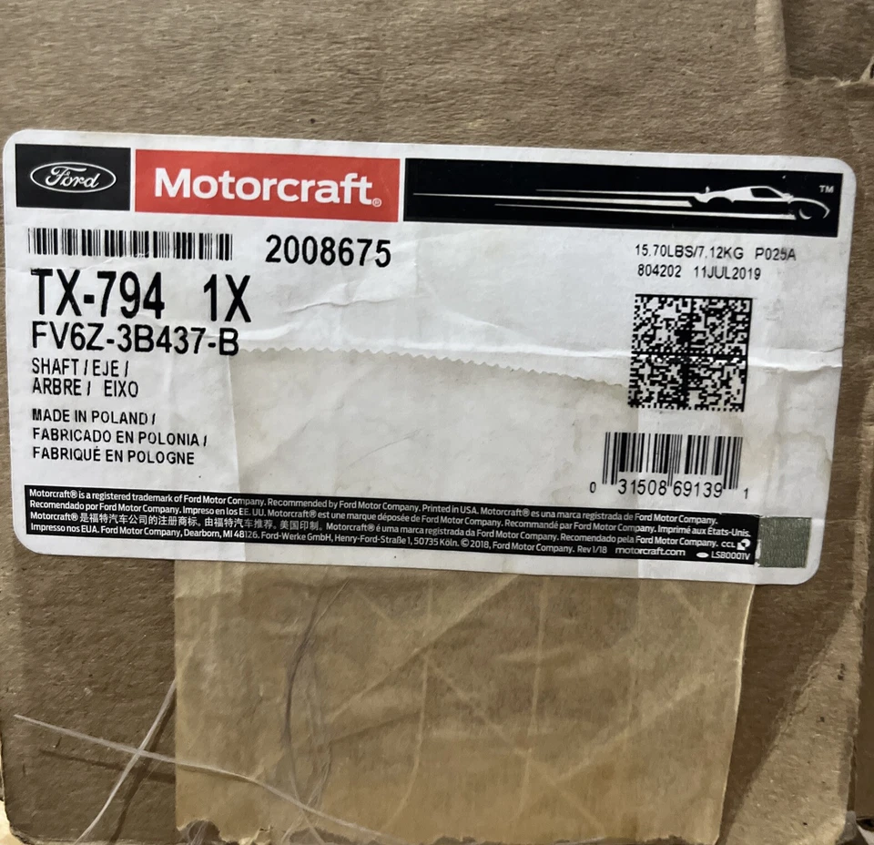 Conjunto de eje de transmisión Motorcraft TX-794 para Ford Transit Connect 2016 Foto 1 de 1