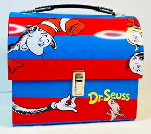 Dr. Seuss gewölbte Brotdose Vandor # 17376 Blech Metall Katze im Hut 8 Zoll x 6,75 Zoll x 4,5 Zoll - Bild 1 von 6