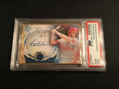 BLUE /10 Ethan Wilson 2022 Bowman Transcendent autograph PSA 9 - Image 1 of 4