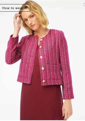 J.Crew Womens $228 Petite Tweed Lady Jacket Pink Size 2P BS927 - Image 1 of 4