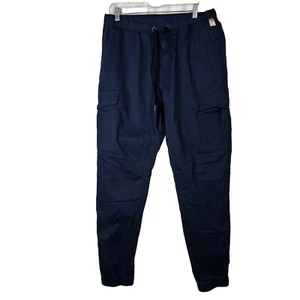 Mens Casual Joggers Pants 38 Stretch Elastic Waistband Drawstring Cargo Blue - Picture 1 of 9