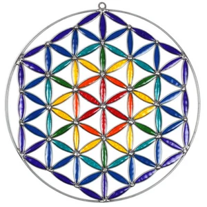 **Beautiful** Fair Trade Flower of Life Rainbow Suncatcher 17 x 28.5 cm - Picture 1 of 2