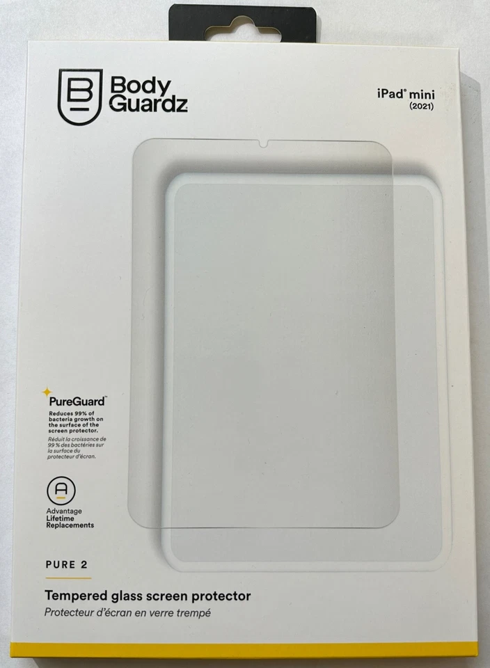 BodyGuardz Pure2 Glass Screen Protector Apple for iPad mini 6 (Also fits mini 7) - Image 1 of 2