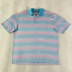 Vintage St Croix Polo Shirt Men XL Blue Teal Purple Pink Striped Golf Italy Made - Picture 1 of 9