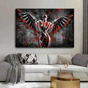 Abstrakte schwarze Flügel Frau Poster Leinwand Gemälde und Drucke Wandbild Bild - Bild 1 von 4