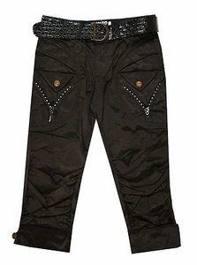 Magen Kids Girl Fashion Dressy Black/White Dance Capri Slim fit W. Belt Sz. 6-12 - Picture 1 of 7
