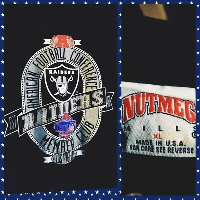 NEW 1991 NUTMEG Team NFL Los Angeles Raiders Members Club Shirt Hip Hop NWA L/XL - Image 1 of 2