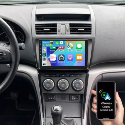 Radio de coche estéreo GPS navegación WIFI 2+32 GB para Mazda 6 Carplay Android 15.0 2009-2013 Foto 1 de 4