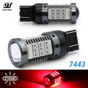 Syneticusa CANBUS Error Free 7443 Red LED Strobe Flash Brake Stop Light Bulbs - Picture 1 of 6