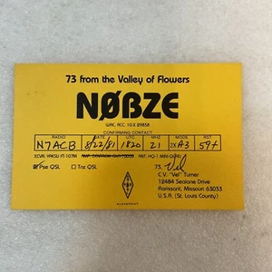 QSL Short Wave Ham Radio Card N0BZE Valley Of Flowers N7ACB CV Vel Turner - Picture 1 of 3