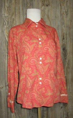 Camisa Liz Claiborne Coral Paisley Abotonada Larga Slv Para Mujer Talla 10P 10 Pequeña Foto 1 de 4