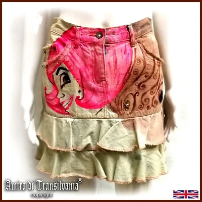 short mini skirt woman clothing vintage fashion jeans denim iconic brand painted - Image 1 of 4