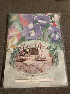 NEW Great Room Hillcrest Floral Flowers Vinyl Tablecloth 52”x52” Pink Purple - Picture 1 of 7