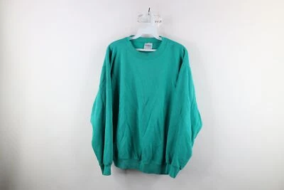 Sudadera vintage años 80 Hanes para mujer grande descolorida en blanco cuello redondo verde espuma de mar EE. UU. Foto 1 de 4