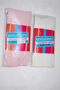 Girls Tights TWO PAIR Size 11-14 (74-110 lbs) OFF WHITE PINK - Picture 1 of 1