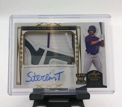 2022 Leaf Trinity #PA-ST1 Sterlin Thompson ROOKIE Patch Foil Gold Auto #/50 T04 - Image 1 of 2