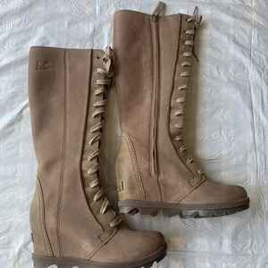 Botas SOREL Joan of Arc Arctic II de cuña alta marrón topo beige para mujer talla 7,5 - Imagen 1 de 14