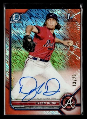 2022 Bowman Chrome Dylan Dodd Auto Orange Shimmer Refractor /25 UX4849 - Image 1 of 2