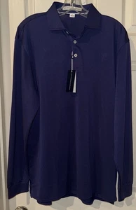 Camisa Polo Holderness & Bourne Para Hombre Grande Azul The Abbott Manga Larga Golf Tech - Imagen 1 de 8