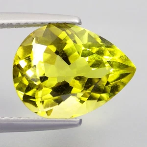 4.84 Cts ALLURING (12 x 9 mm) 100% NATURAL PEAR CUT GREEN GOLD LEMON QUARTZ GEMS - Picture 1 of 7