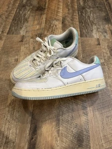 VINTAGE 2006 Nike Air Force 1 Seersucker Sneakers Size 12 Blue Ribbon Sports BRS - Picture 1 of 12