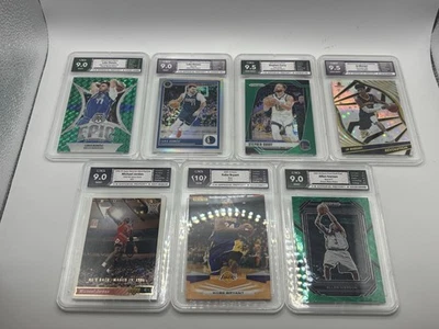 Lote de 7 cartas de losas de baloncesto graduadas CBG Michael Jordan, Kobe Bryant, Luka, Curry Foto 1 de 4