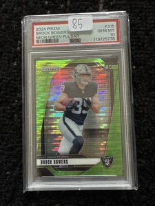 2024 Panini Prizm - Rookies Brock Bowers #315 Neon Green Pulsar Prizm (RC) - Picture 1 of 2