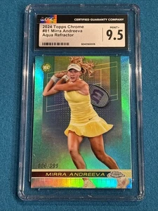 2024 TOPPS CHROME AQUA REFRACTOR /399 MIRRA ANDREEVA ROOKIE CGC 9.5 MINT+ ! 🤩 - Picture 1 of 2