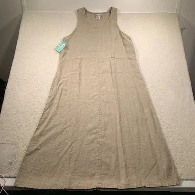 Vestido Jersey Vintage Marc + Ware Para Mujer S Beige Lino Casa Playa Hecho en EE. UU. NUEVO Foto 1 de 4