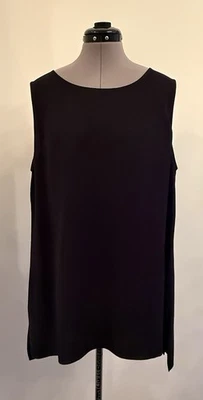 Túnica sin mangas Lafayette 148 New York 100 % seda negra talla XL Foto 1 de 4