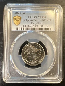 2020 W PCGS MS64 Tallgrass Prairie NP Quarter V75 Early Find - Bild 1 von 2