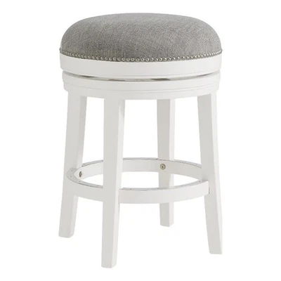 Banqueta Clara giratória balcão altura, branca - giratória 360 graus, cetim prata Na... - Imagem 1 de 4