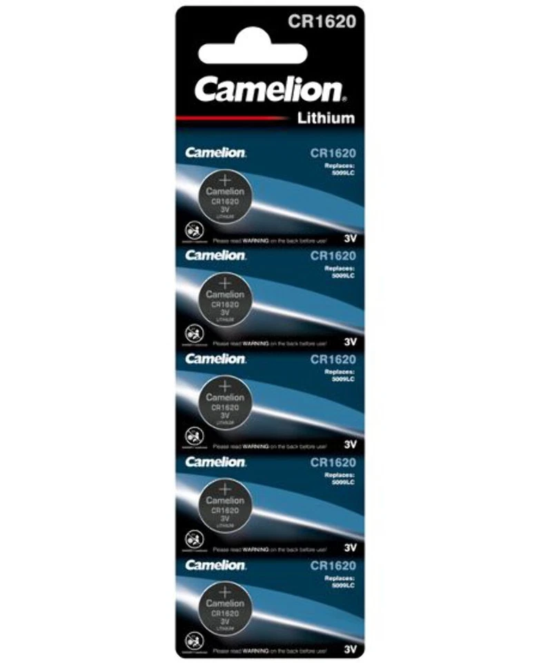 5 CAMELION CR1620 BATTERIES LITHIUM 3V COIN CELL DL1620 ECR1620 5BL EXP 2033 NEW - Image 1 of 1