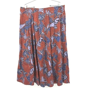 Nic + Zoe Autumn Leaves Maxi Skirt Womens Size XXL Blue Leaf Print Boho Peasant - Picture 1 of 8