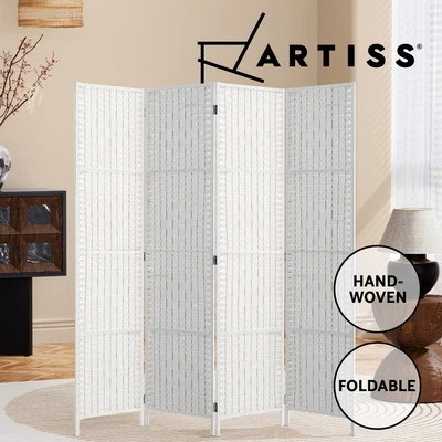 Artiss 4 Panel Room Divider Screen Partition Privacy Fold Stand Woven White - image 1 of 4