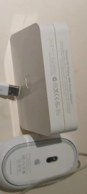 Apple Cinema HD Display 90W Power Adapter model A1097 and an Apple desktop mouse - Image 1 of 4