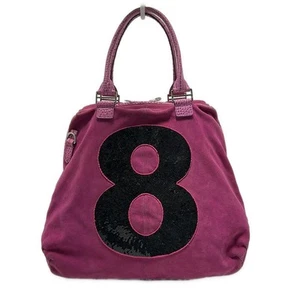 Auth muta - Pink Black Suede Leather Handbag - Picture 1 of 8