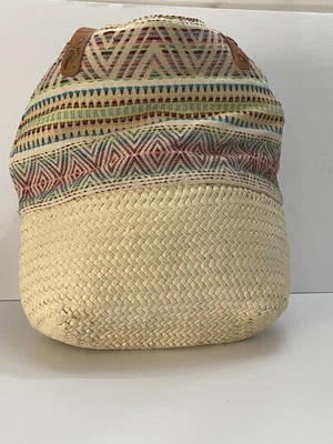 Bolso de Playa Tejido de Papel Merona Bolso de Mano Ligero Marrón Asas de Cuero 20 pulgadas Foto 1 de 4