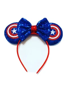 Handmade Hair Bows - Marvel - Avengers, Captain America - Headband #3 - Picture 1 of 2