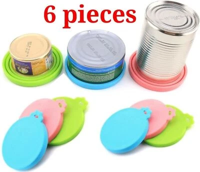 6 piezas de tapa de silicona reutilizable para latas de comida para mascotas tapas laterales universales.     H11 Foto 1 de 4