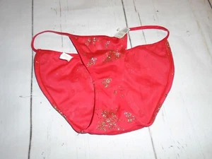 NWT Red & Glitter Gold & Charm Vintage Y2K Women's String Bikini Panties L 7 - Picture 1 of 5